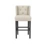 Beige Upholstered Buttoned Kitchen Counter Stool with Back - Shay
