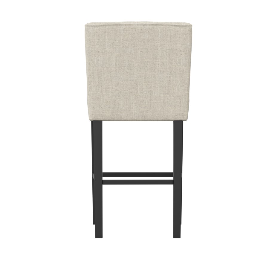 Beige Upholstered Buttoned Kitchen Counter Stool with Back - Shay