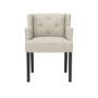 Beige Upholstered Buttoned Dining Chair with Arms - Shay