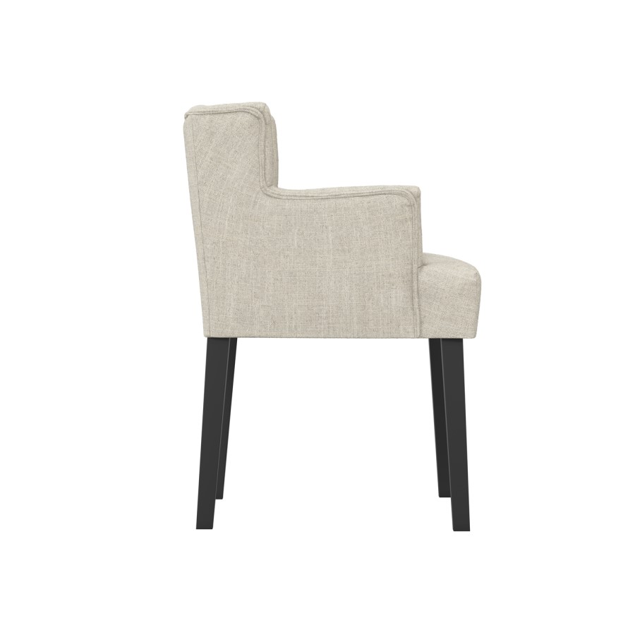 Beige Upholstered Buttoned Dining Chair with Arms - Shay