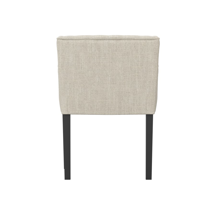 Beige Upholstered Buttoned Dining Chair with Arms - Shay