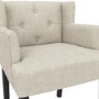 Beige Upholstered Buttoned Dining Chair with Arms - Shay