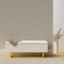 Cream Upholstered Bench with Ottoman Storage - Shea