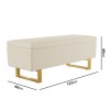 Cream Upholstered Bench with Ottoman Storage - Shea