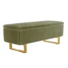Sage Green Velvet Bench with Ottoman Storage - Shea