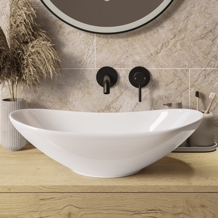 White Oval Countertop Basin 615mm - Shell