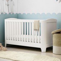 White Pine Wood Convertible Cot Bed with Curved Edges - Shiloh