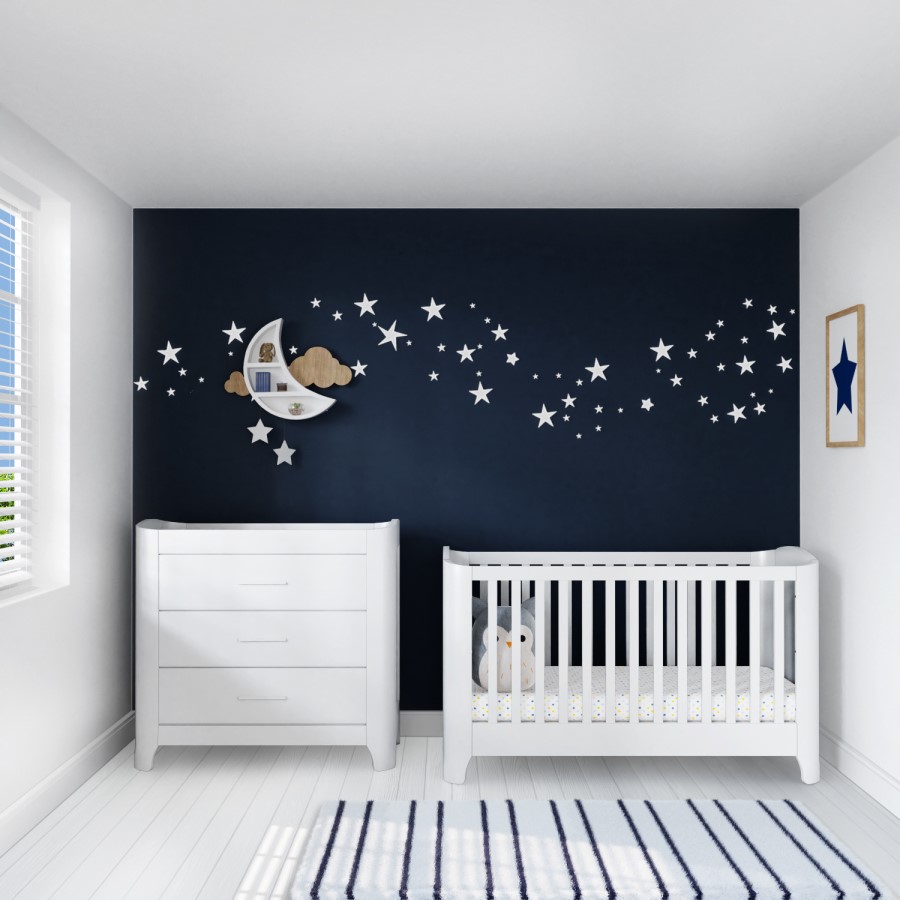 GRADE A1 - White Pine Wood Convertible Cot Bed with Curved Edges - Shiloh