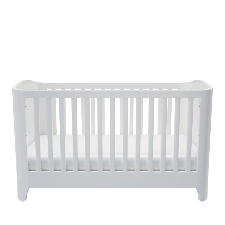 GRADE A1 - White Pine Wood Convertible Cot Bed with Curved Edges - Shiloh