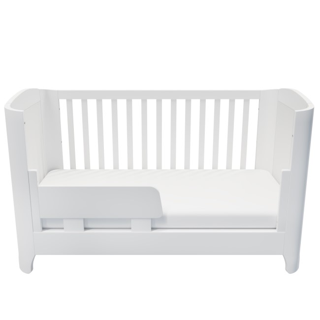 White Pine Wood Convertible Cot Bed with Curved Edges - Shiloh