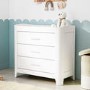 White Pine Wood Changing Unit with 3 Drawers and Curved Edges - Shiloh