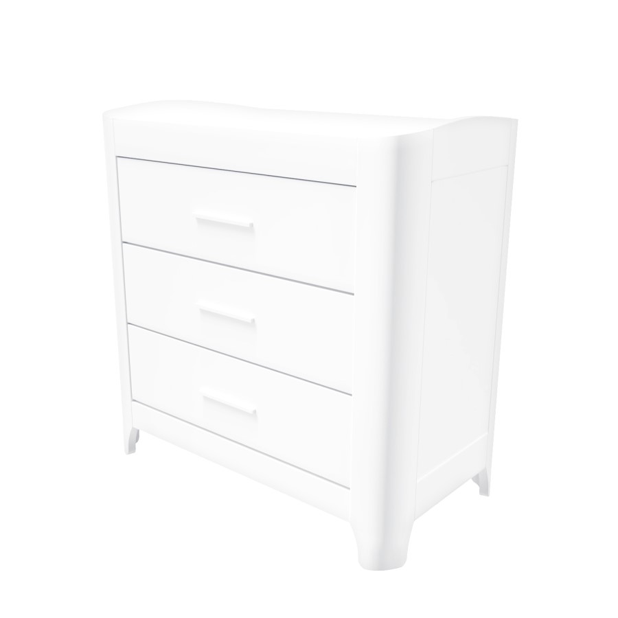 White Pine Wood Changing Unit with 3 Drawers and Curved Edges - Shiloh