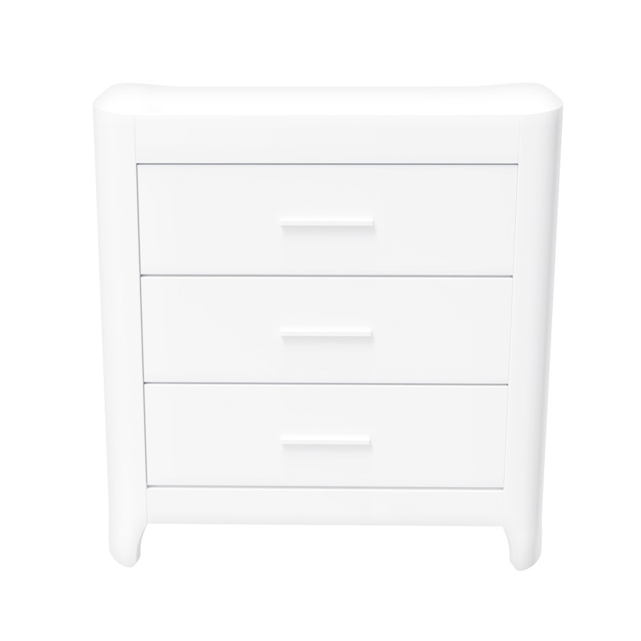 White Pine Wood Changing Unit with 3 Drawers and Curved Edges - Shiloh