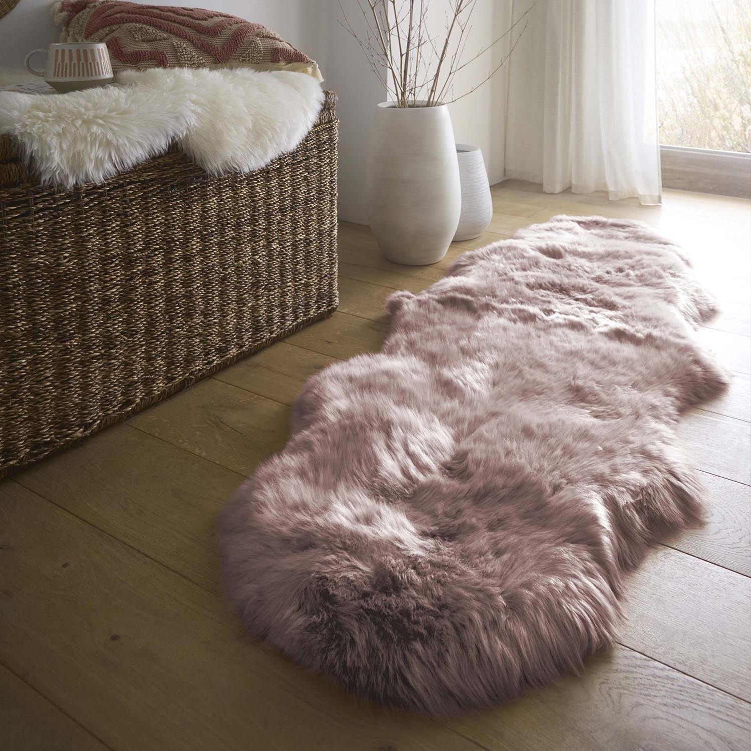 Phoenox Textiles Ltd Pink Double Genuine Sheepskin Rug - 175 X 70 Cm - Origins