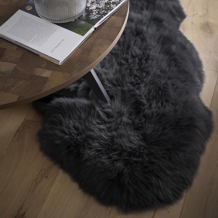 Black Double Genuine Sheepskin Rug - 175 x 70 cm - Origins
