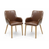 Sidcup Pair of Vintage Leather Brown Dining Chairs
