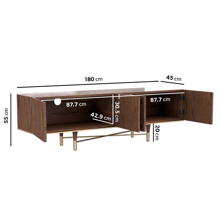 Large Walnut TV Unit with Storage - TV's up to 70" - Sidney