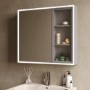 Double Door Beige Bathroom Mirror Cabinet with Lights Demister & Shaver Socket 780 x 700mm- Sidra