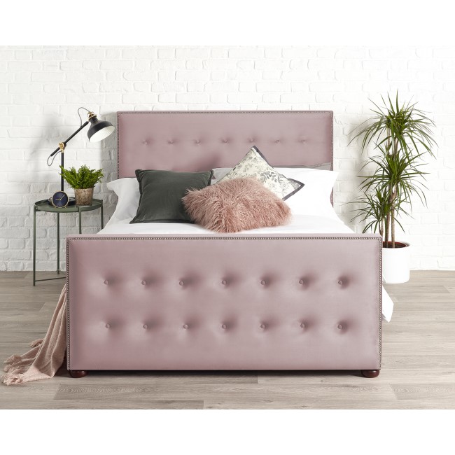Siena Double Bed Frame in Blush Plush Velvet