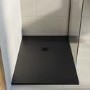 1200x800mm Stone Resin Black Slate Effect Low Profile Rectangular Shower Tray with Grate - Sileti