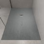 1000x800mm Stone Resin Grey Slate Effect Low Profile Rectangular Shower Tray with Grate - Siltei