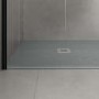 1200x800mm Stone Resin Grey Slate Effect Low Profile Rectangular Shower Tray with Grate - Siltei