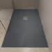 1200x800mm Stone Resin Anthracite Slate Effect Rectangular Shower Tray with Grate - Siltei