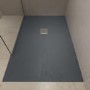 1000x800mm Stone Resin Anthracite Slate Effect Low Profile Rectangular Shower Tray with Grate - Siltei