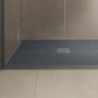 1000x800mm Stone Resin Anthracite Slate Effect Low Profile Rectangular Shower Tray with Grate - Siltei