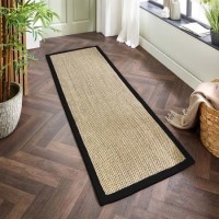 Sisal Beige Runner Rug with Black Border - 200 x 67 cm - Sisal - Origins