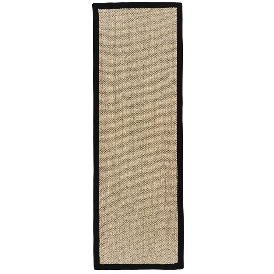 Sisal Beige Runner Rug with Black Border - 200 x 67 cm - Sisal - Origins