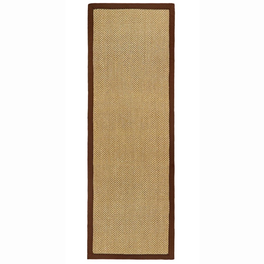 Sisal Beige Runner Rug with Brown Border - 200 x 67 cm - Sisal - Origins