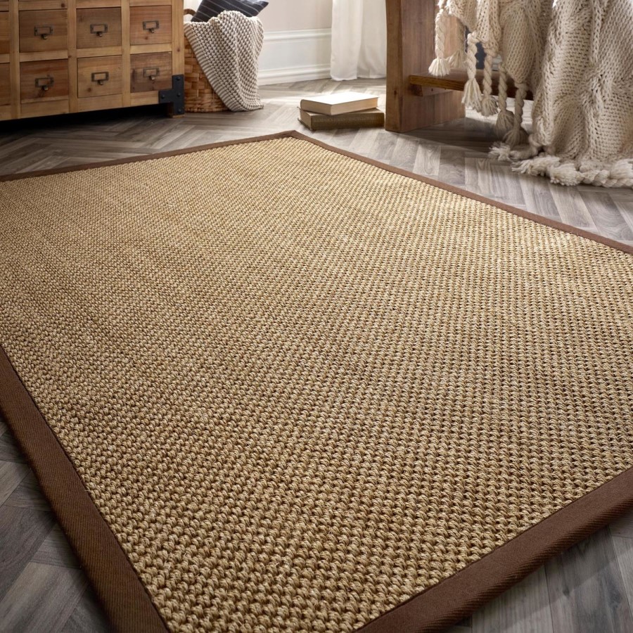 Sisal Beige Rug with Brown Border - 170 x 120 cm - Sisal - Origins