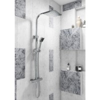 Cubic Square Shower with Thermostatic Valve & Slide Rail Kit