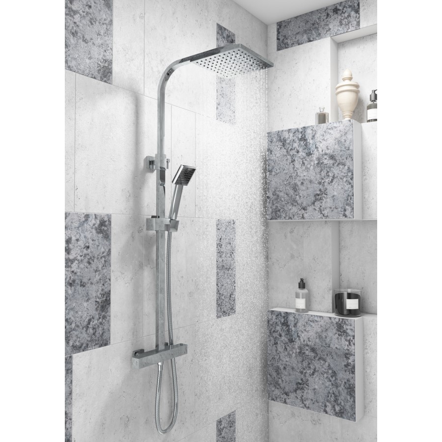 Cubic Square Shower with Thermostatic Valve & Slide Rail Kit