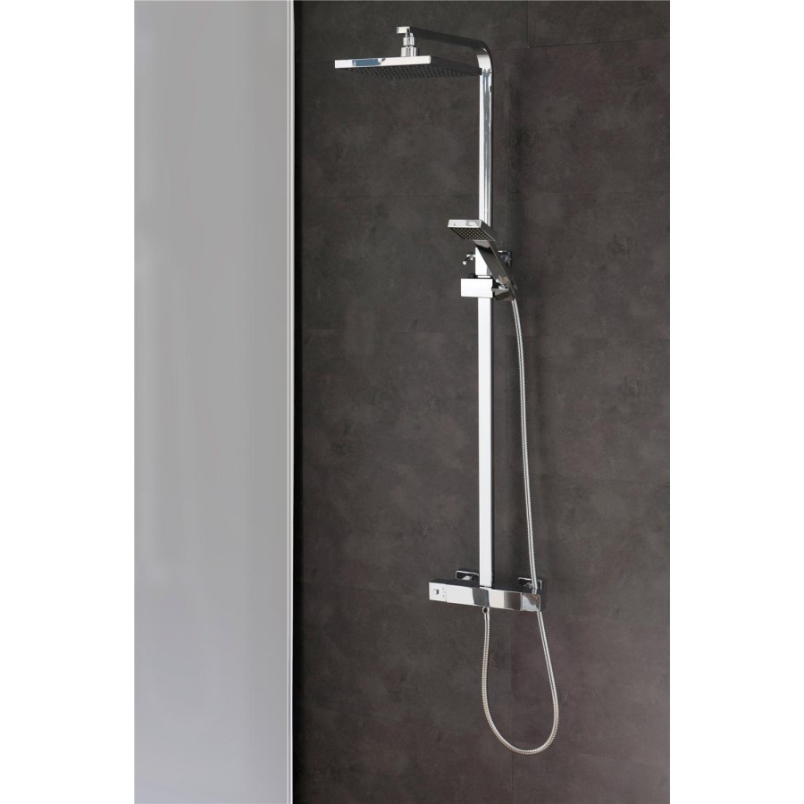 Cubic Square Shower with Thermostatic Valve & Slide Rail Kit