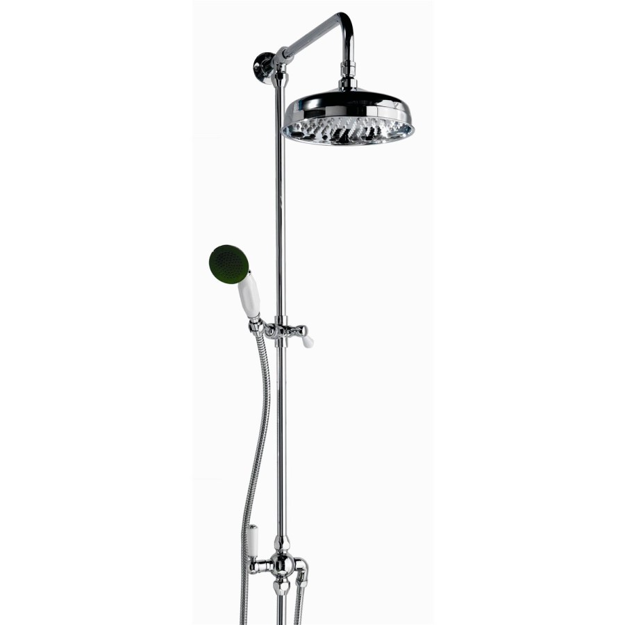 GRADE A2 - Traditional Round Riser Rail Shower with Diverter & Slide Rail Kit