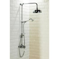 GRADE A1 - Traditional Round Riser Rail Shower with Diverter & Slide Rail Kit