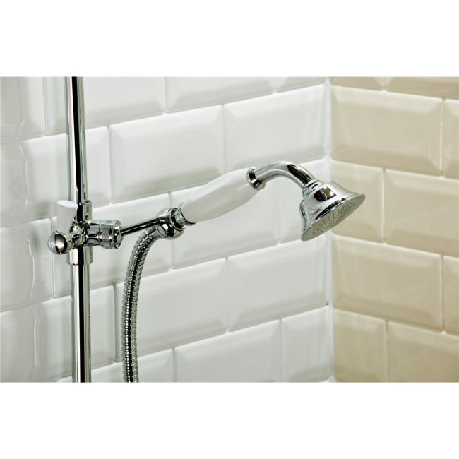 GRADE A1 - Traditional Round Riser Rail Shower with Diverter & Slide Rail Kit