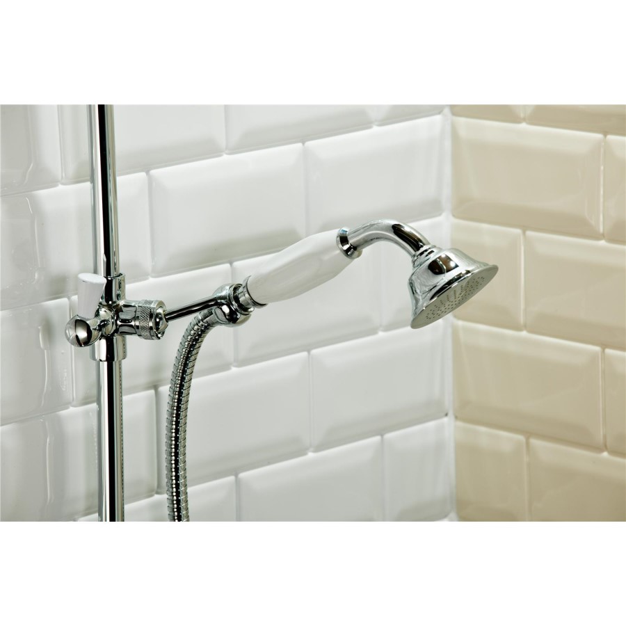 GRADE A2 - Traditional Round Riser Rail Shower with Diverter & Slide Rail Kit