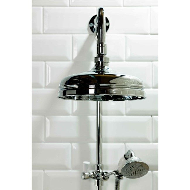 GRADE A1 - Traditional Round Riser Rail Shower with Diverter & Slide Rail Kit