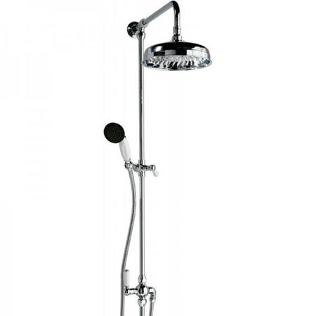 GRADE A2 - Traditional Round Riser Rail Shower with Diverter & Slide Rail Kit