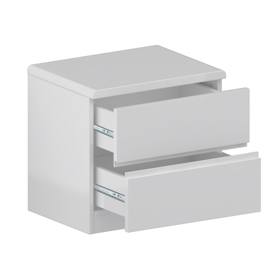 Skylar White Gloss Bedside Table - 2 Drawer
