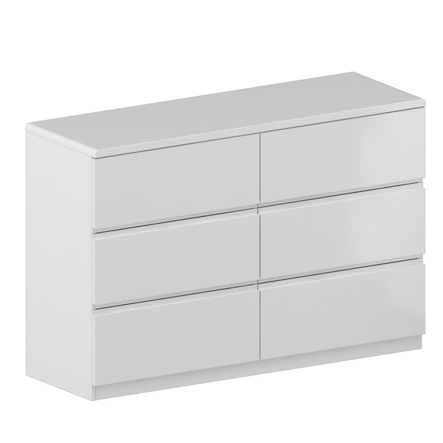 Skylar White Gloss Chest of Drawers - 6 Drawer Chest