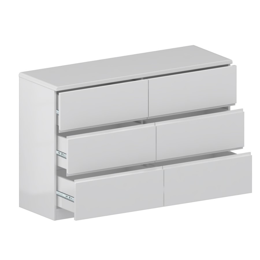 Skylar White Gloss Chest of Drawers - 6 Drawer Chest