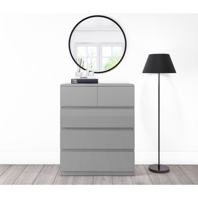 Skylar Grey Gloss Chest of Drawers 5 Drawer Chest Furniture123
