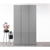 GRADE A1 - Skylar Grey Gloss Triple Wardrobe GRADE A1 - Skylar Grey Gloss Triple Wardrobe
