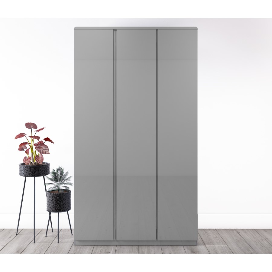 GRADE A1 - Skylar Grey Gloss Triple Wardrobe