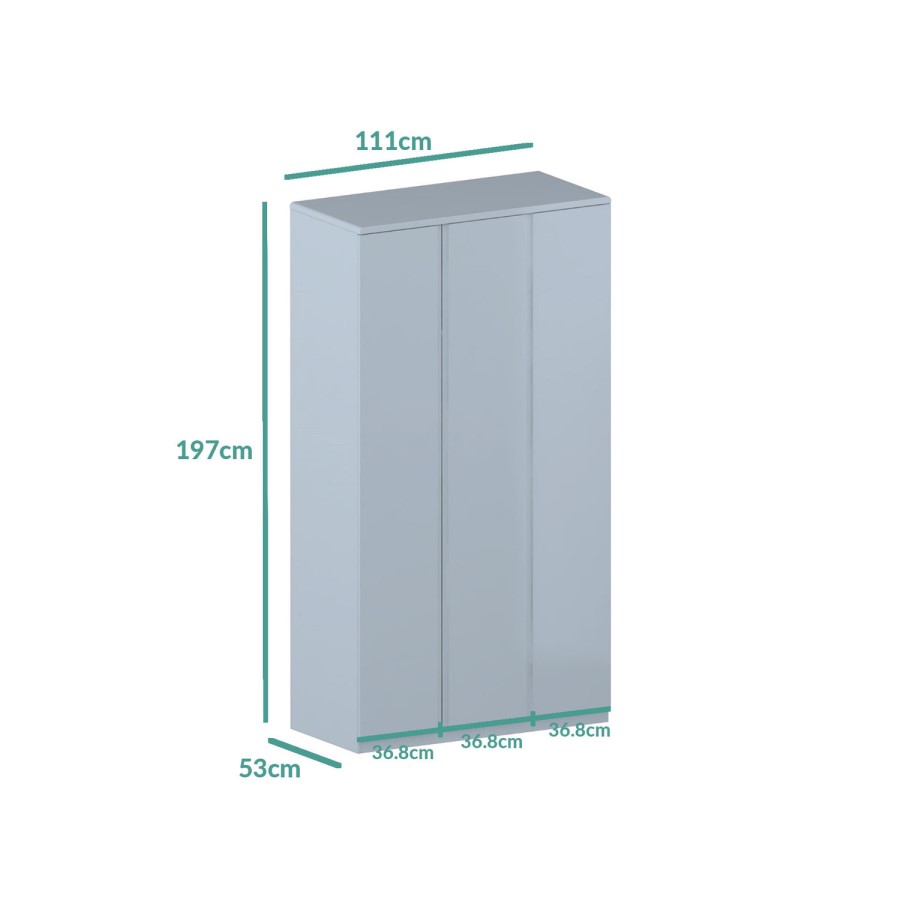 GRADE A1 - Skylar Grey Gloss Triple Wardrobe