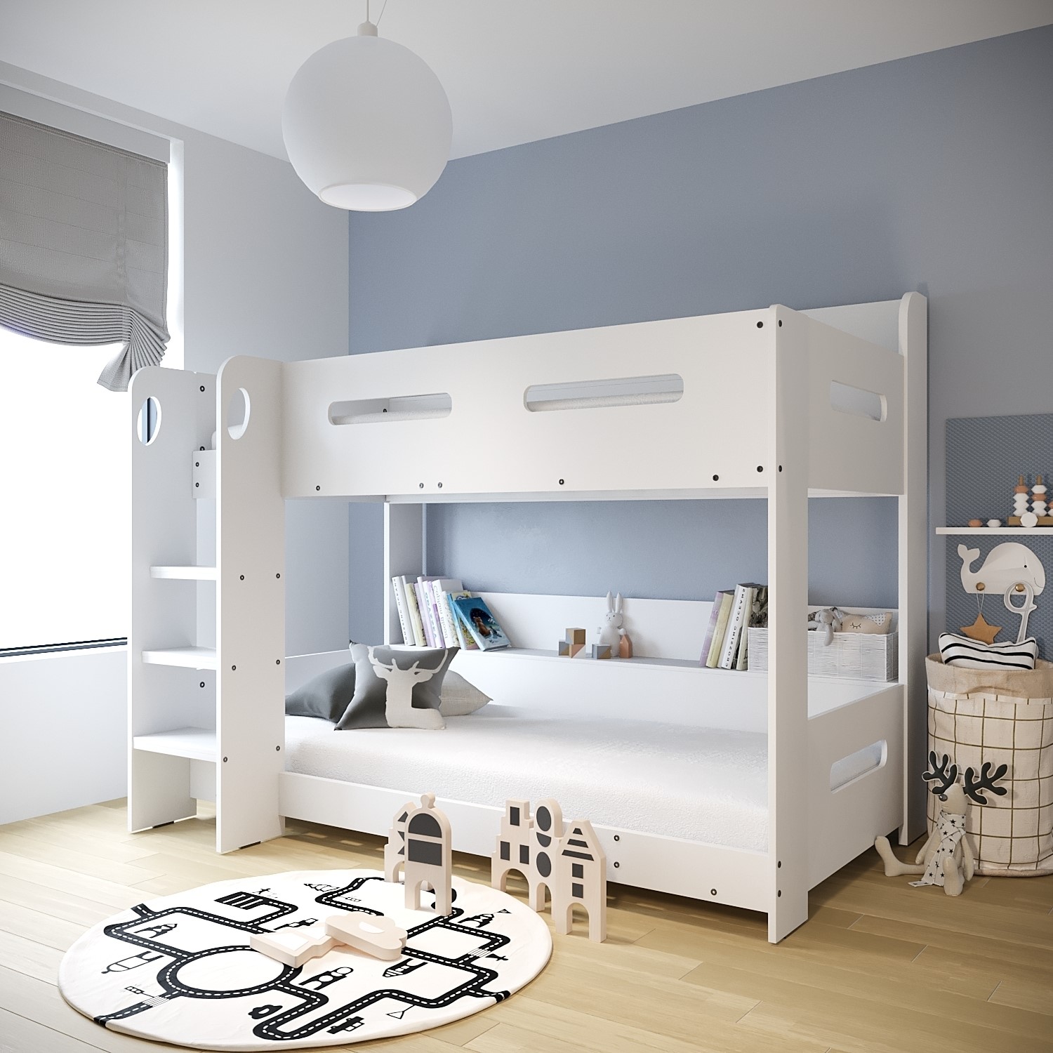 Sky White Bunk Bed Ladder Can Be, Girls Loft Bed With A Desk And Vanity Uk